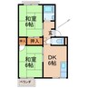 プレジール狐島Ｂ棟 2DKの間取り