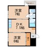 グランメール北島 2DKの間取り