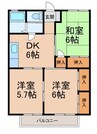セジュール西庄 3DKの間取り