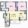 パルティール　Ⅰ 2LDKの間取り