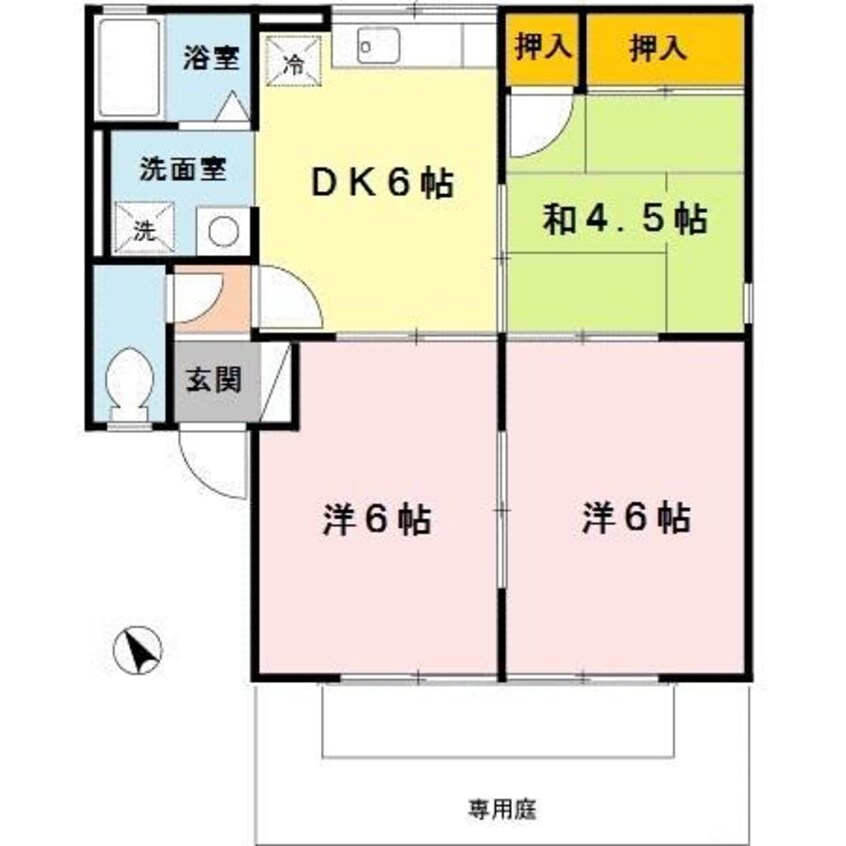 間取図 阪和線・羽衣線/六十谷駅 徒歩6分 1階 築25年