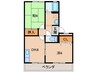 ハイカムール古屋 2DKの間取り