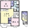 メゾンドーレⅢ 2LDKの間取り