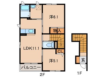 間取図 南海加太線/西ノ庄駅 徒歩9分 2階 築9年