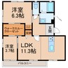 南海加太線/東松江駅 徒歩5分 2階 築34年 2LDKの間取り