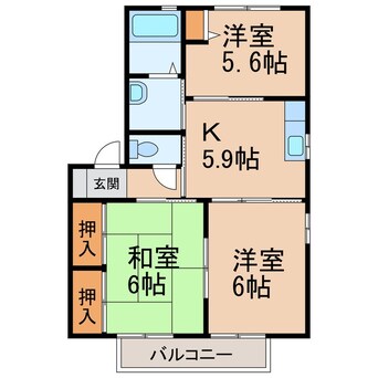 間取図 きのくに線・紀勢本線/和歌山市駅 バス12分住友正門前下車:停歩2分 2階 築20年