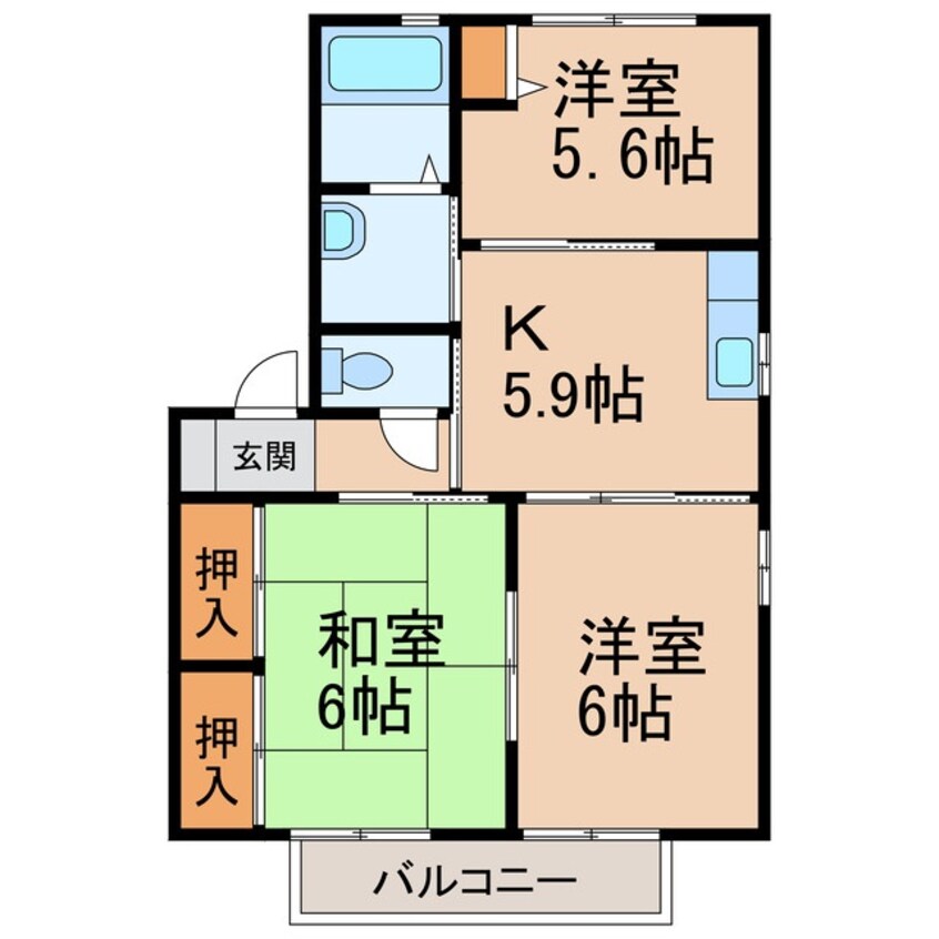 間取図 きのくに線・紀勢本線/和歌山市駅 バス12分住友正門前下車:停歩2分 2階 築20年