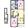 アルドールⅠ 2LDKの間取り