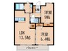 和歌浦ガーデンテラス 2LDKの間取り