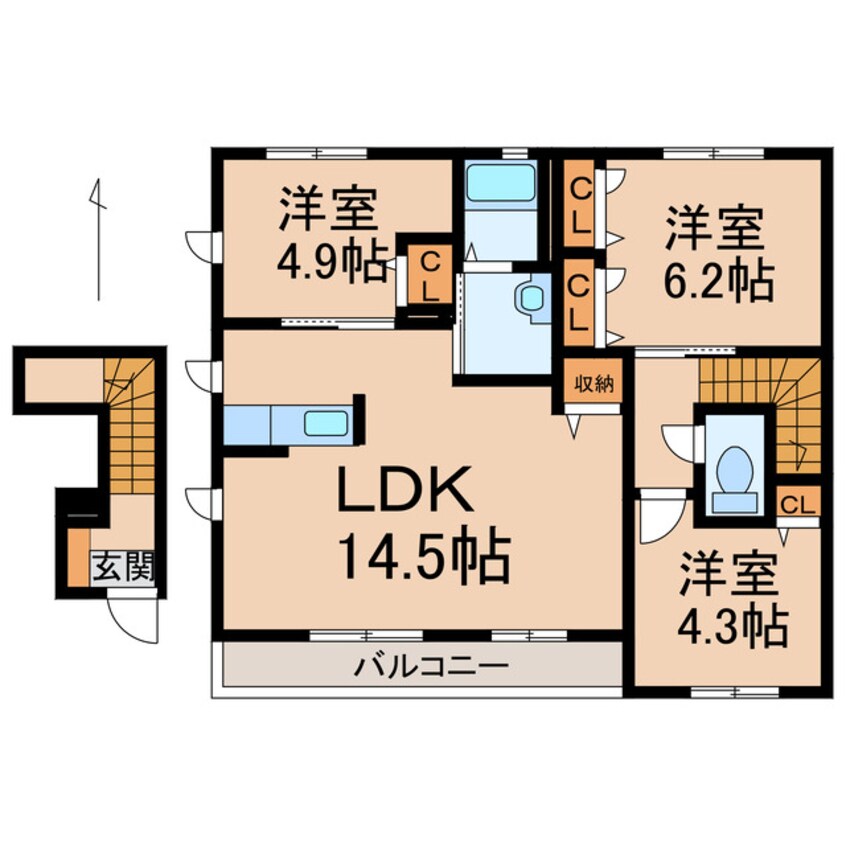 間取図 南海加太線/西ノ庄駅 徒歩12分 2階 築13年