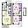 ソレアードパルケⅢ 2LDKの間取り
