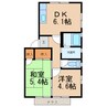 フレグランス築港 2DKの間取り