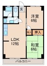 第二春日ハイツ 2LDKの間取り