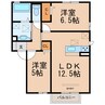 D-roomアールヒルズ 2LDKの間取り