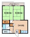 コーポ島橋 2DKの間取り