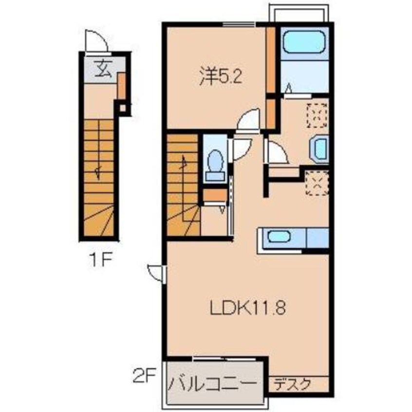 間取図 きのくに線・紀勢本線/和歌山市駅 徒歩17分 2階 築7年