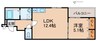 グランフロイデ 六十谷 1LDKの間取り