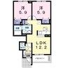 グロワール　Ｄ 2LDKの間取り