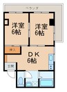 エクシード紀伊Ｂ棟 2DKの間取り