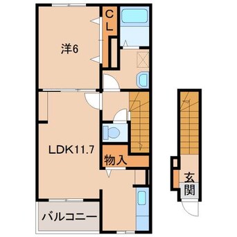 間取図 和歌山電鉄貴志川線/岡崎前駅 徒歩17分 2階 築9年