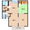 グリーンフルタカタＢ棟 3DKの間取り