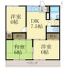 ホワイトハイツミサキⅡ 3DKの間取り
