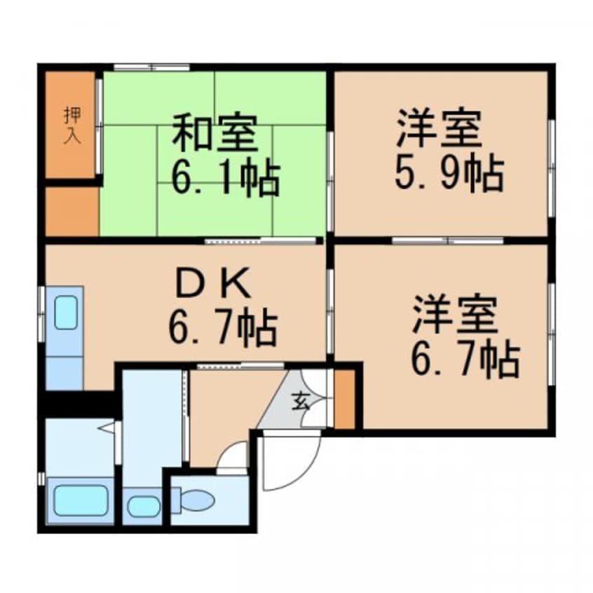 間取図 和歌山電鉄貴志川線/田中口駅 徒歩12分 1階 築21年