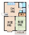 グリーンゲーブルス 2DKの間取り