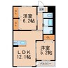 ソレアードⅡ 2LDKの間取り