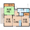シャーメゾン紀の川 3Kの間取り
