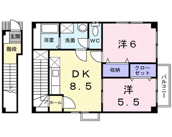 間取図 和歌山電鉄貴志川線/神前駅 徒歩10分 2階 築23年