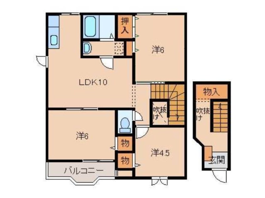 間取図 和歌山線/田井ノ瀬駅 徒歩3分 2階 築19年