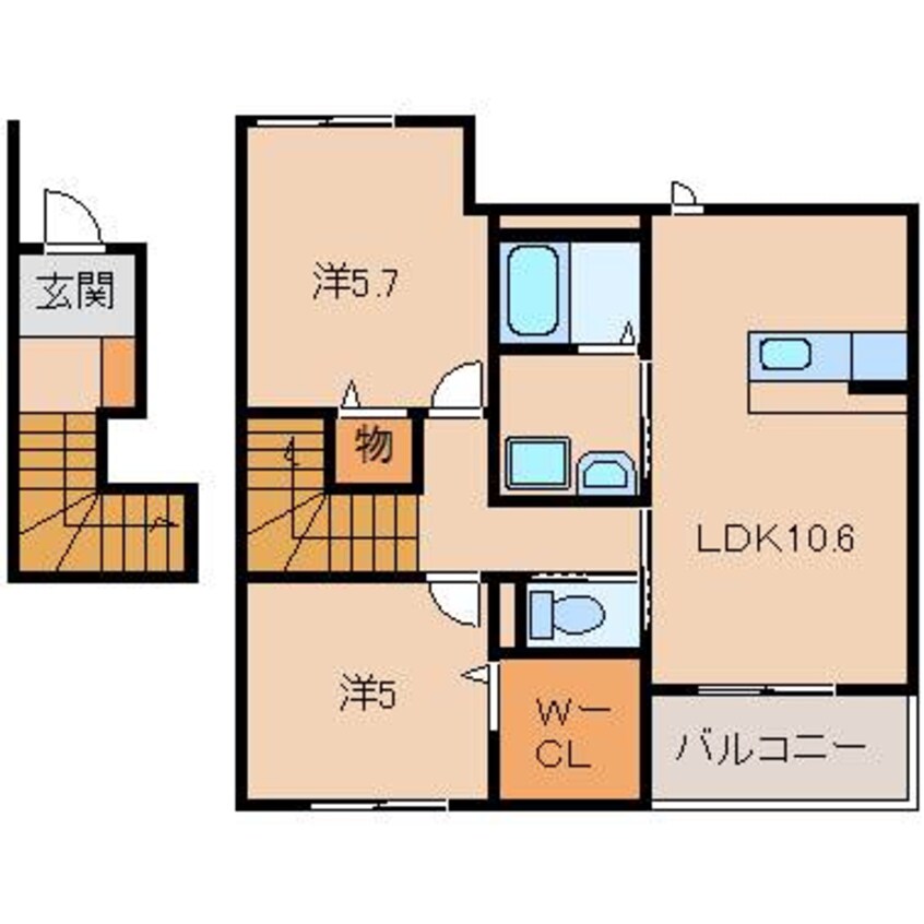 間取図 和歌山電鉄貴志川線/田中口駅 徒歩7分 2階 築7年