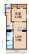 シャーメゾン黒田 1LDKの間取り