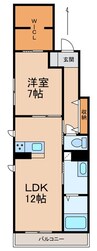 シャーメゾン黒田 1LDKの間取り