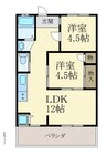 松里マンション 2LDKの間取り