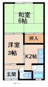 原アパート 2Kの間取り