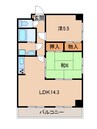 ラフィーネ クロダ 2LDKの間取り