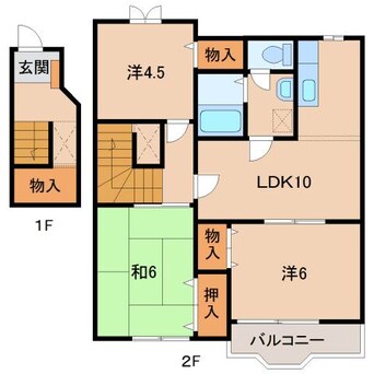 間取図 和歌山電鉄貴志川線/神前駅 徒歩20分 2階 築22年