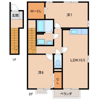 間取図 和歌山電鉄貴志川線/岡崎前駅 徒歩10分 2階 築18年