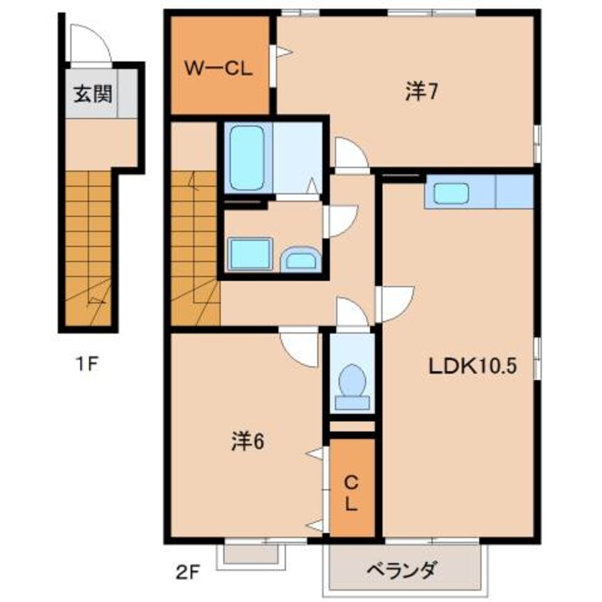 間取図 和歌山電鉄貴志川線/岡崎前駅 徒歩10分 2階 築18年