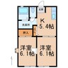 セキワガーデンハウス春日 2Kの間取り