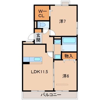 間取図 阪和線・羽衣線/紀伊中ノ島駅 徒歩23分 2階 築14年