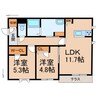 ShaMaison GRACIA IWADE Ⅱ 2LDKの間取り