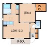 フロントパディtwin 1LDKの間取り