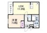 ラフィーネ石本Ⅱ 1LDKの間取り