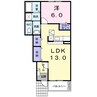 プレシャスコートＫ西浜 1LDKの間取り