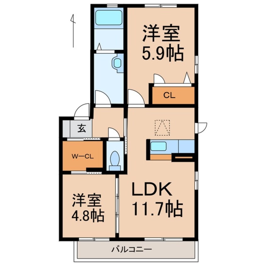 間取図 和歌山電鉄貴志川線/岡崎前駅 徒歩22分 2階 築12年