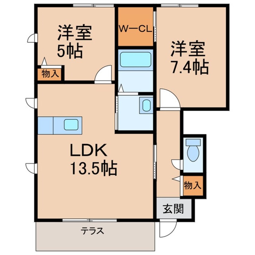 間取図 阪和線・羽衣線/和歌山駅 バス10分津秦下車:停歩3分 1階 築17年