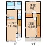 クラウンハイツ田尻Ⅱ 2LDKの間取り